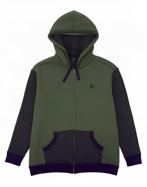 Kappa Mens Zip Hoodie Sweater XL Green Colourblock Lambswool