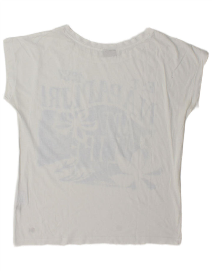 Napapijri Womens Graphic T-Shirt Top UK 14 Medium White
