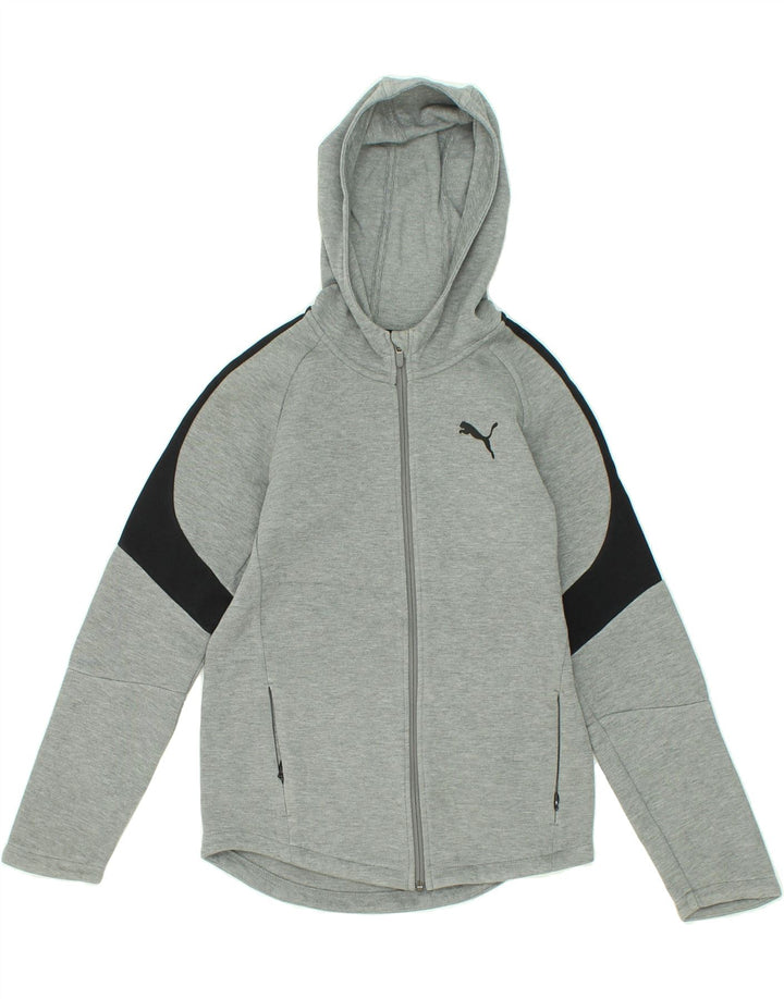 PUMA Boys Zip Hoodie Sweater 13-14 Years Grey Colourblock Cotton Vintage Puma and Second-Hand Puma from Messina Hembry 