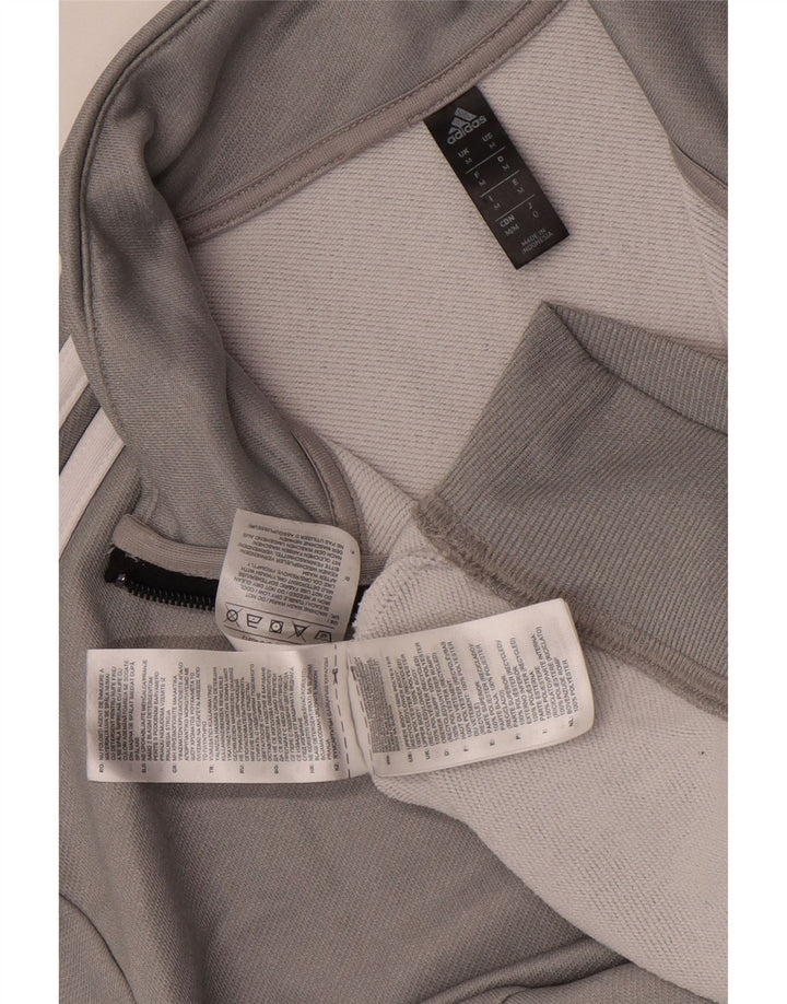 Felpa ADIDAS da uomo con collo con zip Aeroready, maglione in poliestere grigio medio