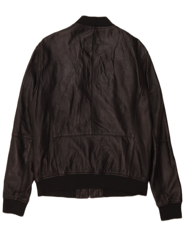 Zara Mens Leather Jacket UK 40 Large Black