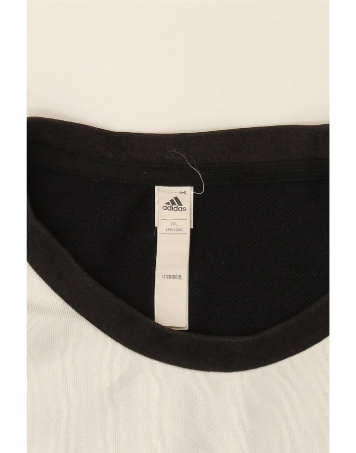 ADIDAS Mens Graphic Sweatshirt Jumper 2XL Black Colourblock Vintage Adidas and Second-Hand Adidas from Messina Hembry 