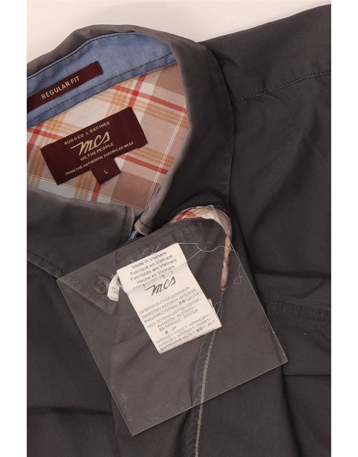 Marlboro Classics Mens Regular Fit Shirt Large Grey Cotton