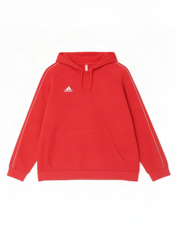 Adidas Mens Hoodie Jumper 2XL Red Cotton