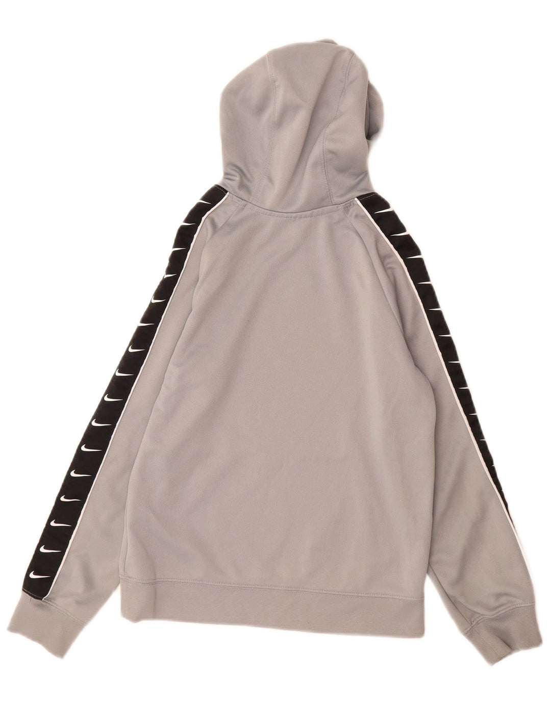 Nike Jungen-Pullover mit grafischem Kapuzenpullover, 8–9 Jahre, Größe S, graues Farbblock-Polyester
