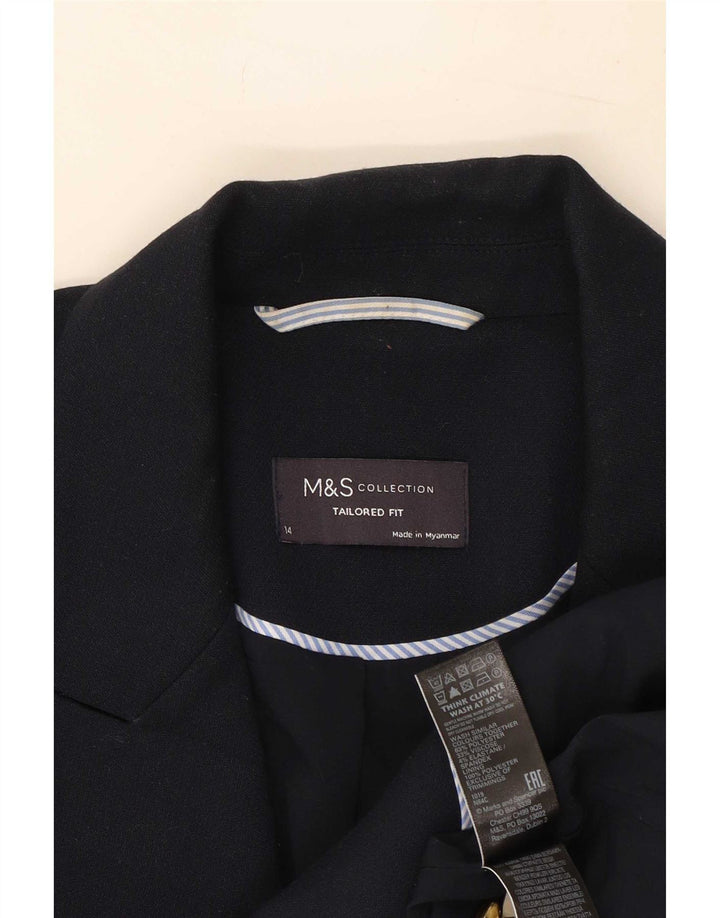 Marks & Spencer Dame Skræddersyet Fit Blazer Jacket UK 14 Medium Navy Blue