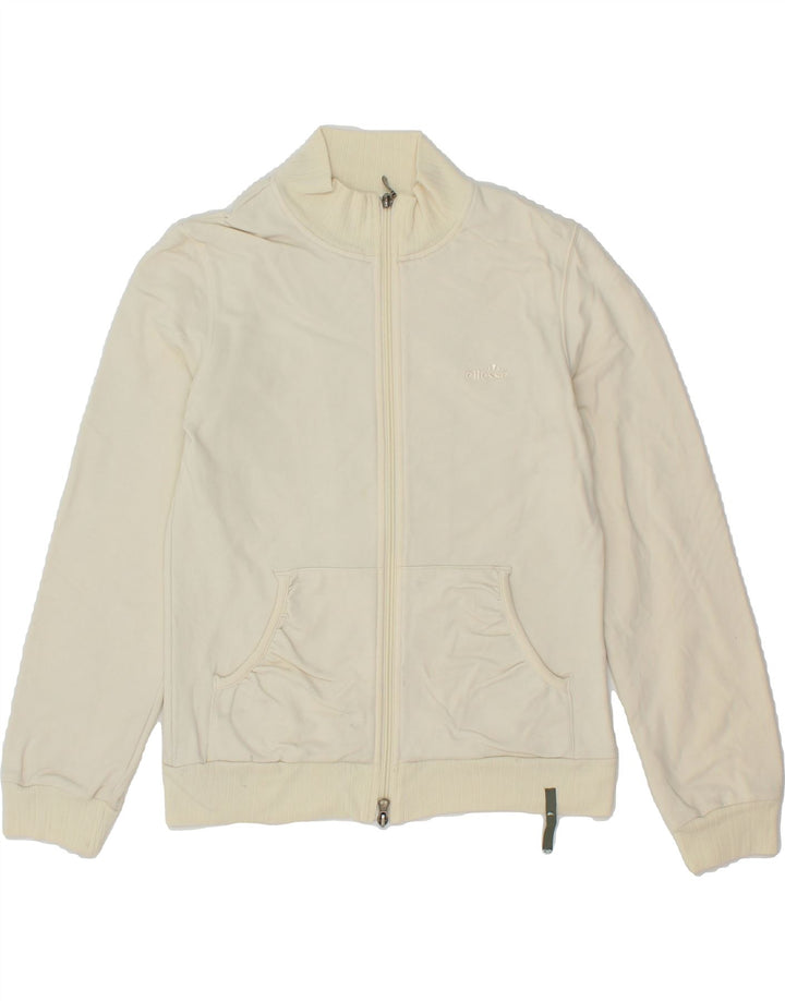 ELLESSE Womens Tracksuit Top Jacket UK 12 Medium Off White Cotton Vintage Ellesse and Second-Hand Ellesse from Messina Hembry 