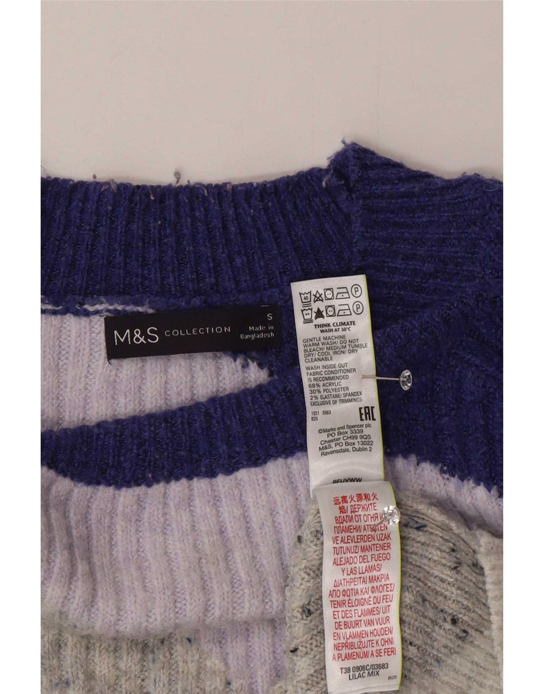 Marks & Spencer Womens Crop Crew Neck Jumper Sweater UK 10 Small Multicolou