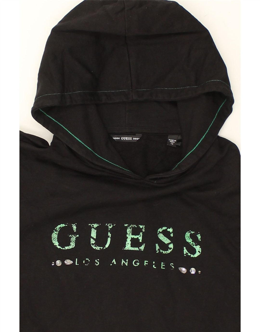 GUESS Girls Graphic Hoodie Jumper 11-12 Years Black | Vintage Guess | Thrift | Second-Hand Guess | Used Clothing | Messina Hembry 