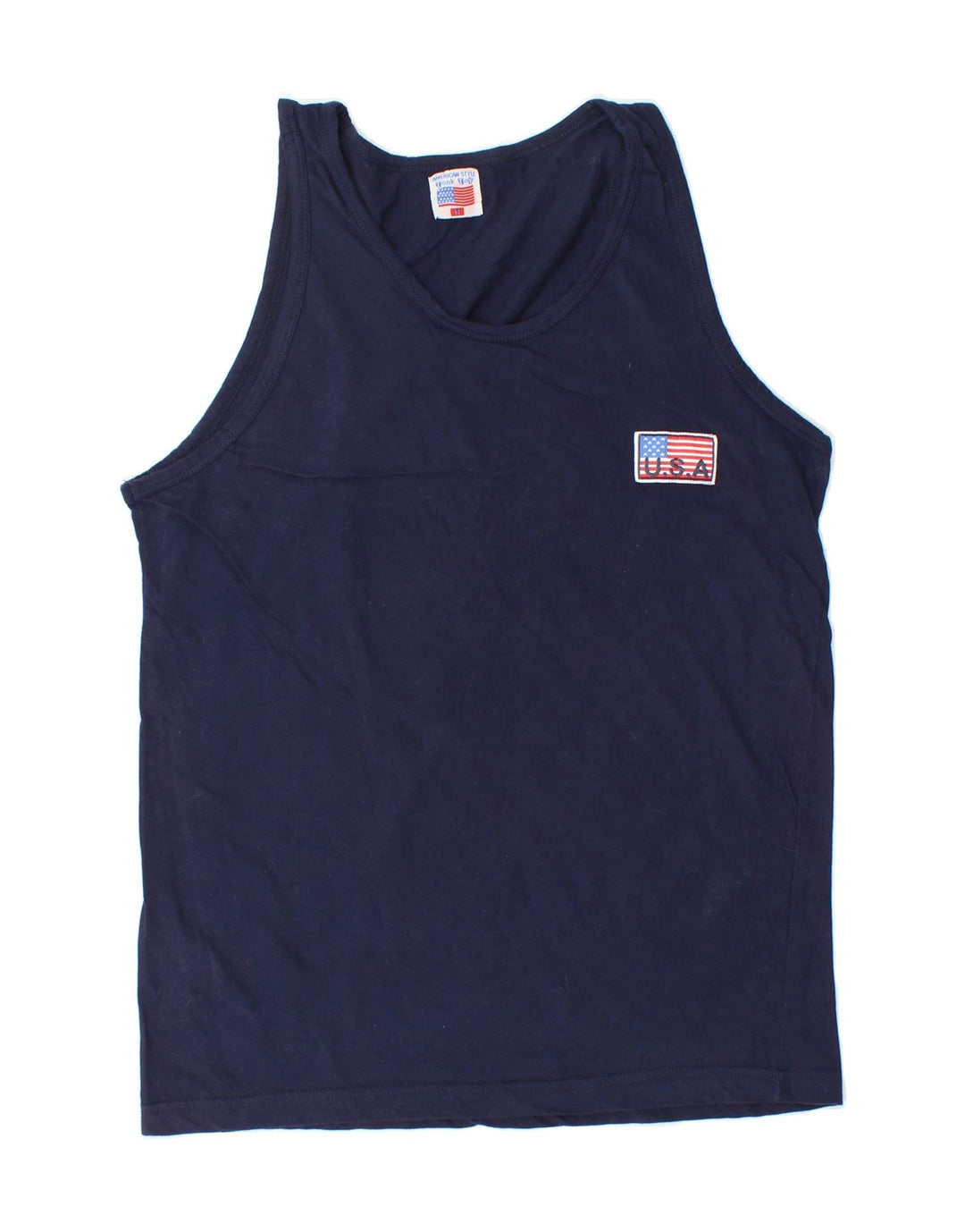 VINTAGE Mens Vest Top Medium Navy Blue Cotton Vintage Vintage and Second-Hand Vintage from Messina Hembry 