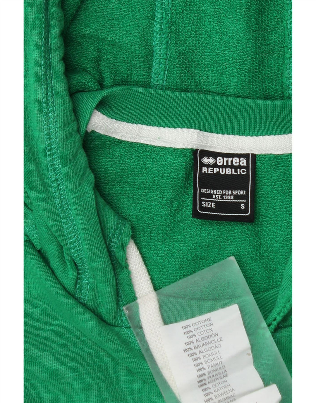 Errea Mens Graphic Hoodie Jumper Small Green Cotton
