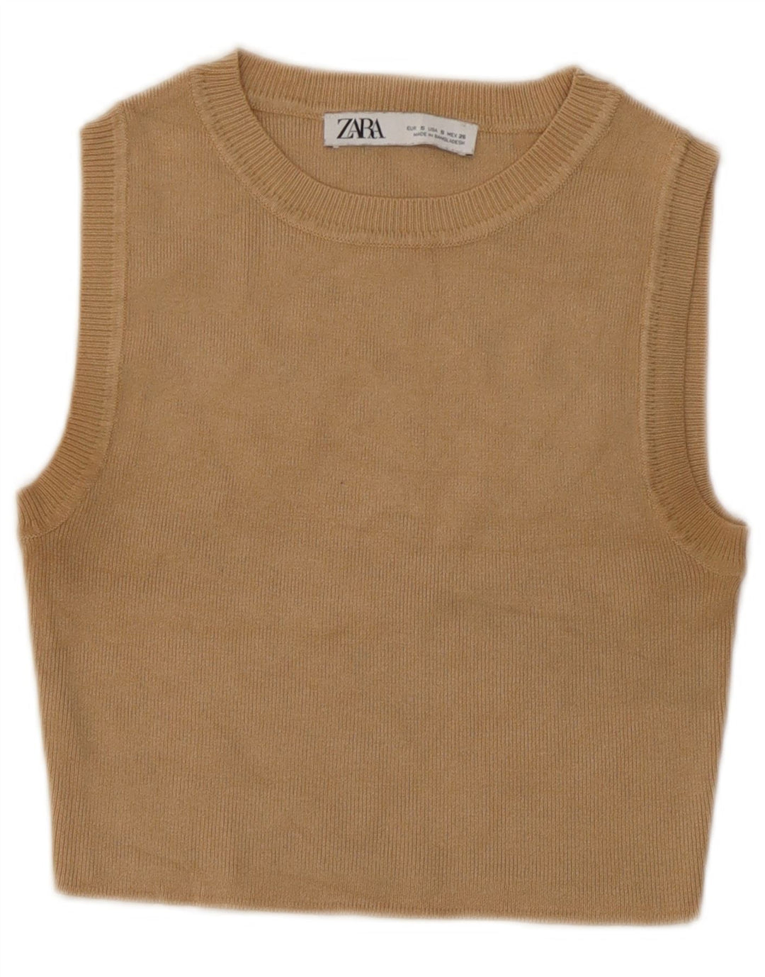 Zara Womens Crop Vest Top UK 10 Small Beige