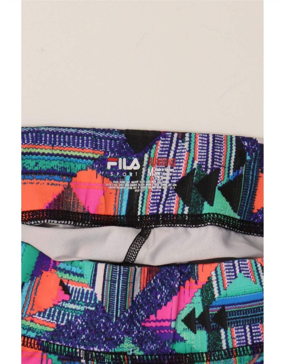 FILA Womens Capri Leggings UK 14 Medium Multicoloured Geometric Polyester Vintage Fila and Second-Hand Fila from Messina Hembry 
