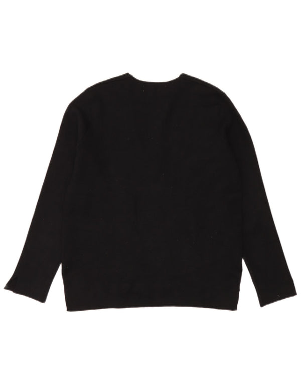 Zara Jersey Suelto con Cuello en V para Mujer UK 40 Small Viscosa Negra