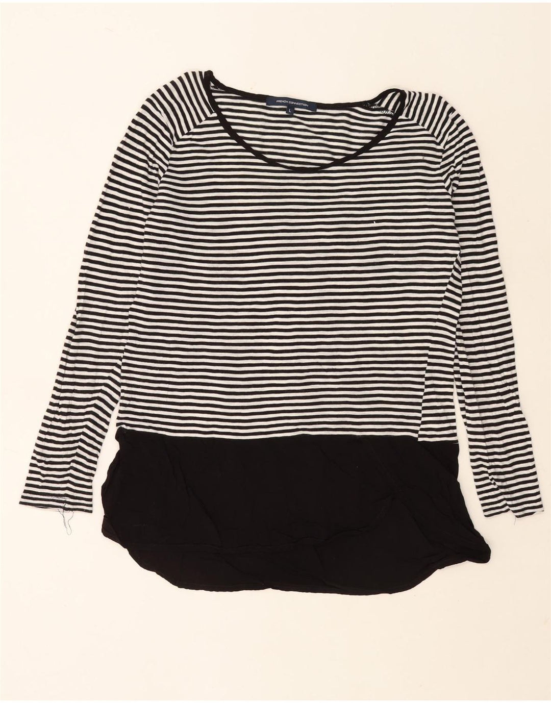 French Connection Womens Tunic Top UK 16 Large White Striped Cotton