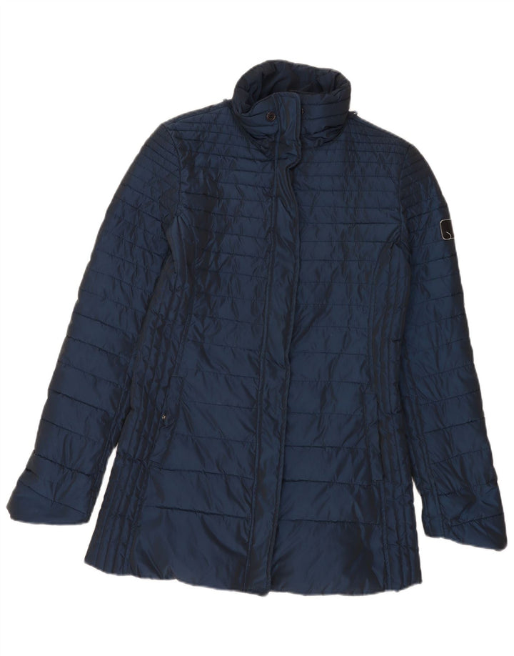 Armani Jeans Womens Padded Coat EU 42 Large Navy Blue Polyester
