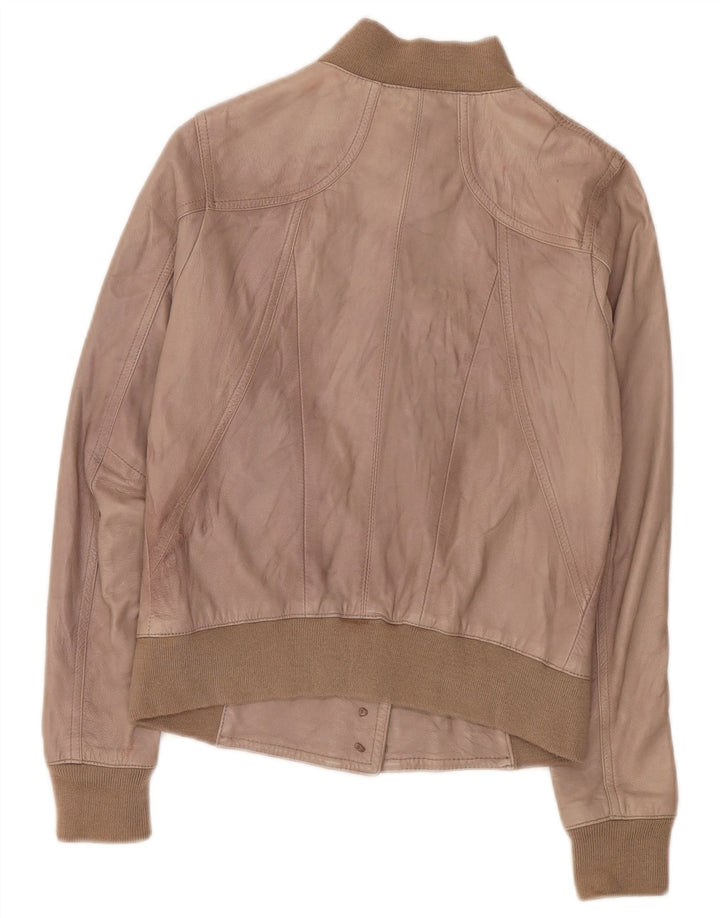 Zen Womens Crop Læderjakke UK 8 Lille brunt læder