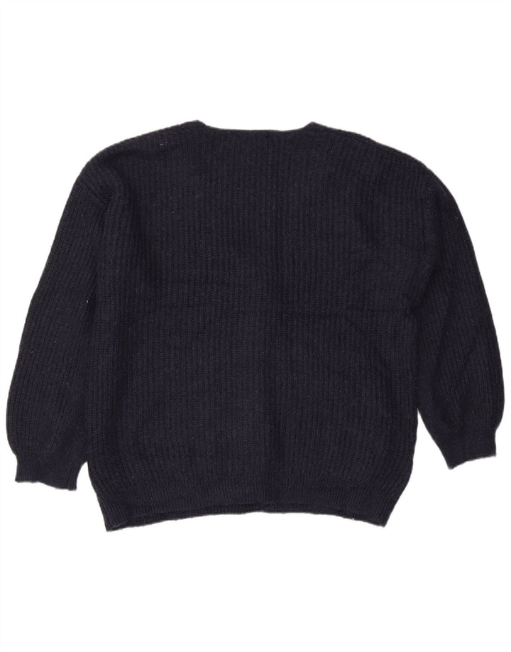 Marks & Spencer Womens Cardigan Sweater UK 14 Medium Navy Blue Acrylic