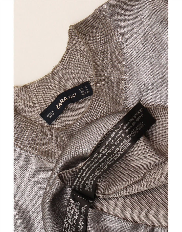 Top Zara da donna a maniche lunghe UK 8 Small in viscosa grigia