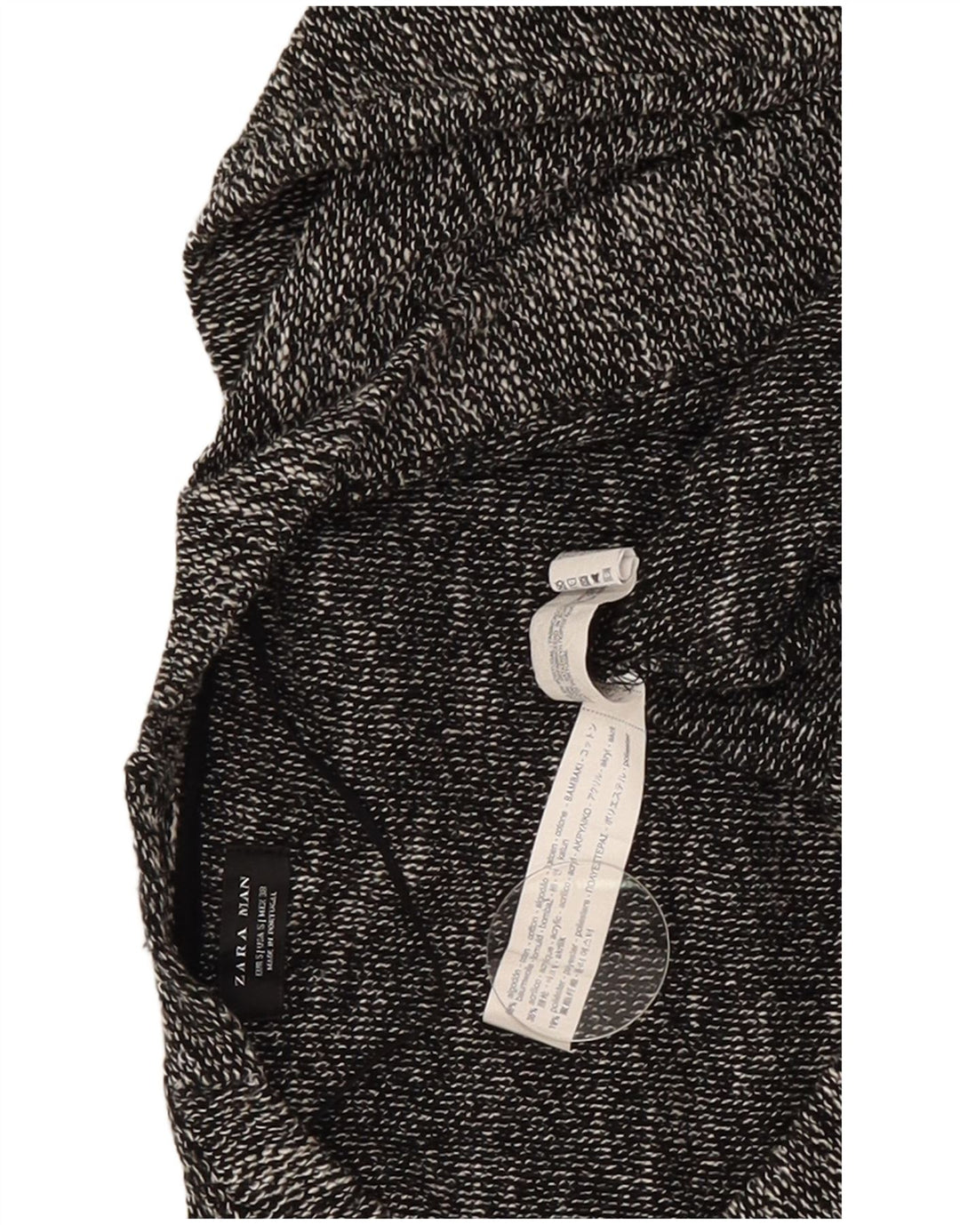 Zara Homme Cardigan Ouvert Pull Petit Gris Moucheté Coton