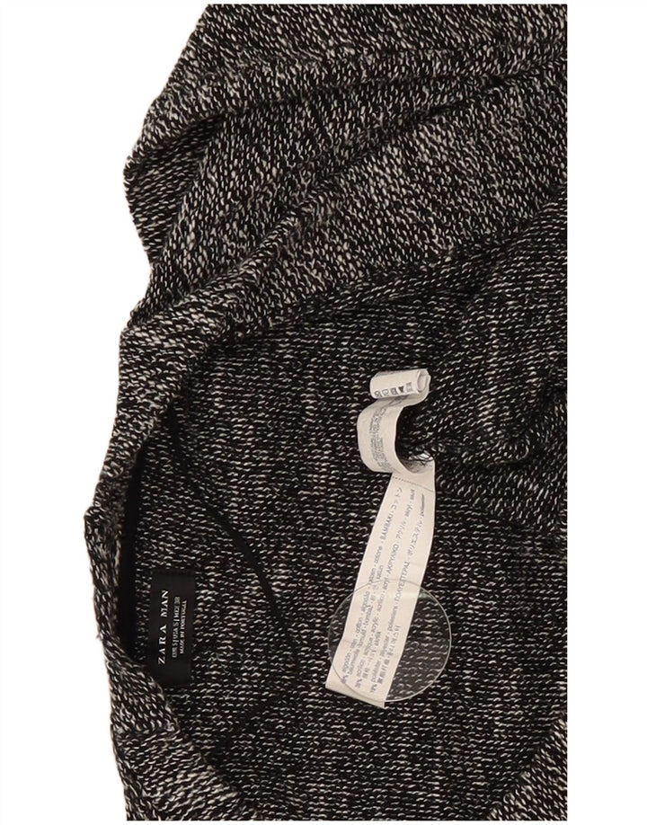 Zara Homme Cardigan Ouvert Pull Petit Gris Moucheté Coton