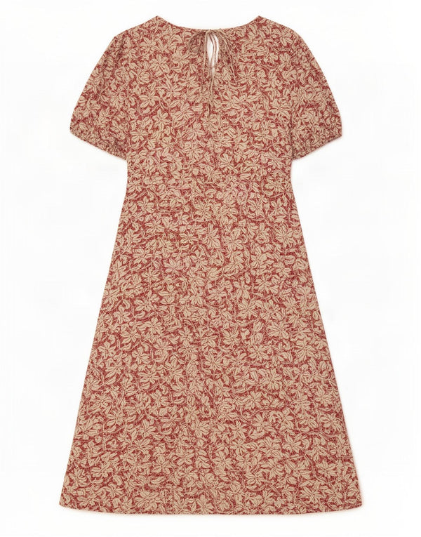 Vestido maxi feminino Marks & Spencer UK 8 pequeno viscose floral vermelho