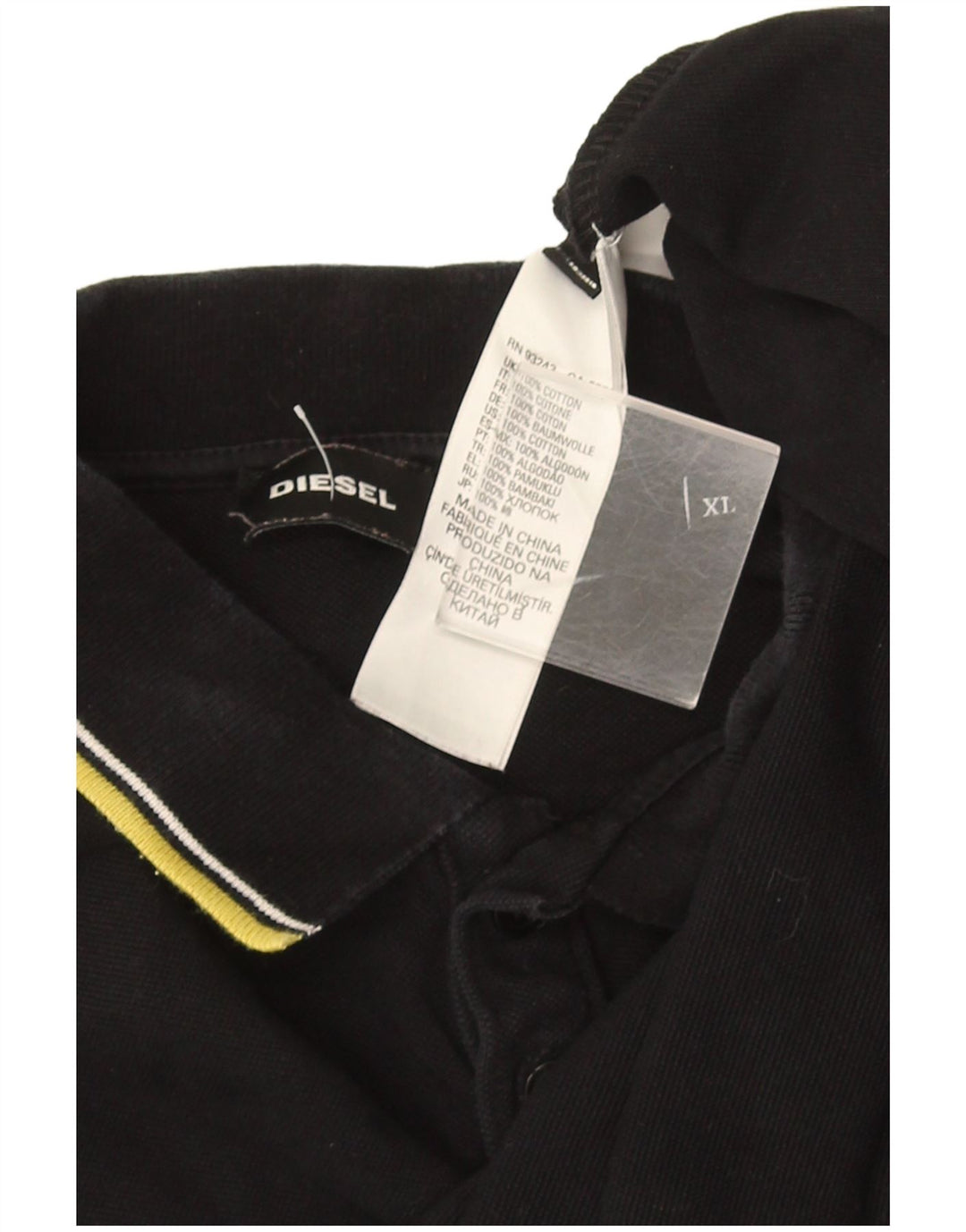 DIESEL Mens Polo Shirt XL Black Cotton
