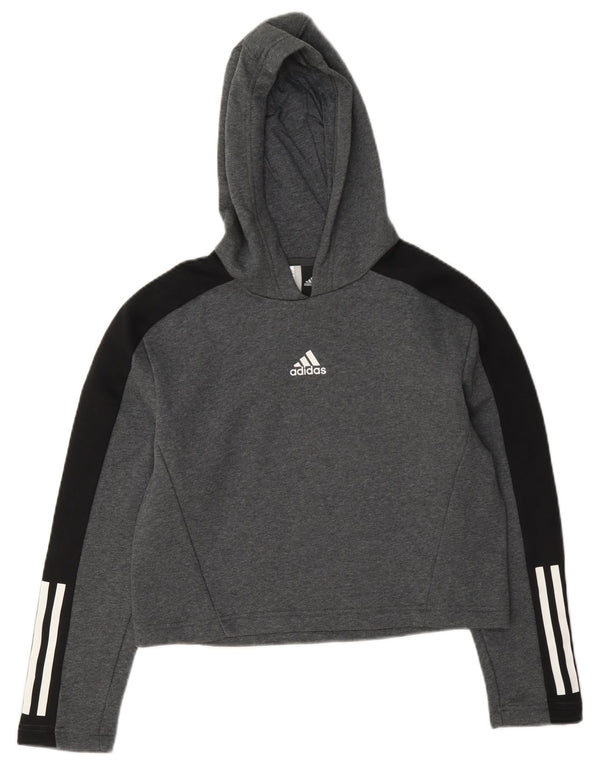 Adidas Crop hættetrøje til piger 11-12 år Grå Colourblock Bomuld