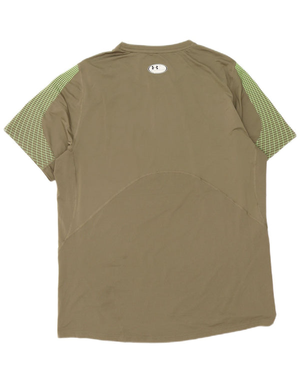 Under Armour Mens Heat Gear póló Top XL Khaki Geometric