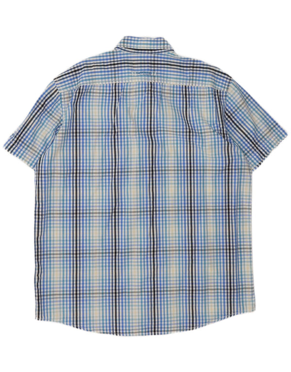 Camel Active Herren-Kurzarmhemd XL aus blauer Gingham-Baumwolle