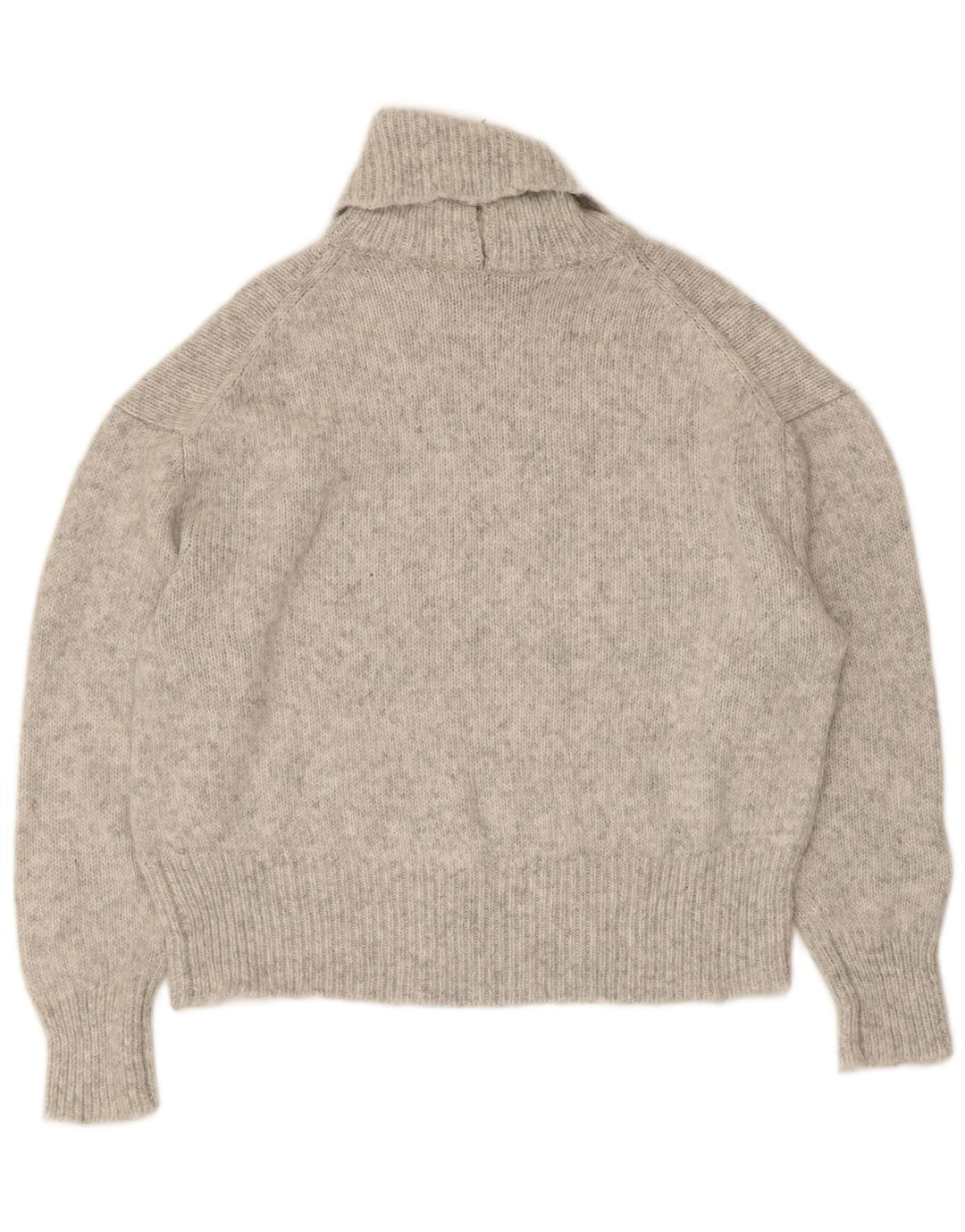 Zara Womens Oversized Roll Neck Jumper Sweater UK 10 Small Grey Acrylic