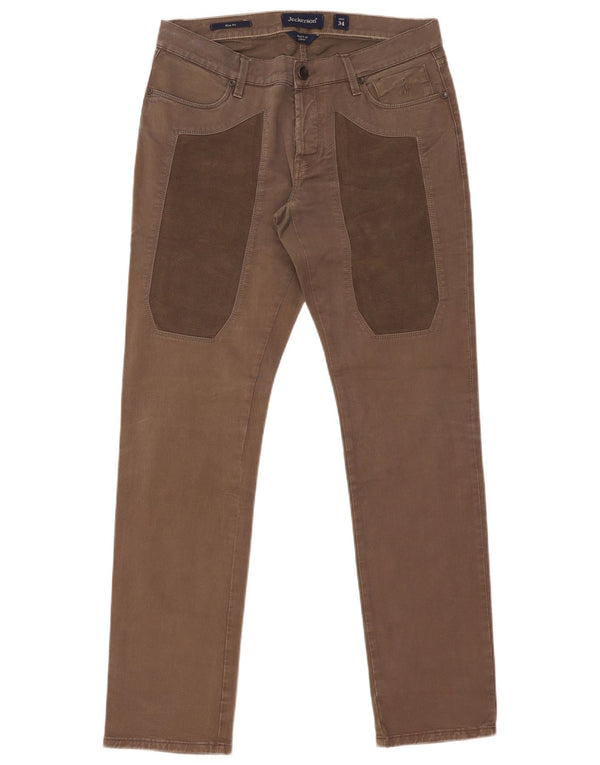 Pantaloni casual da uomo slim fit Jeckerson W34 L34 cotone color block marrone