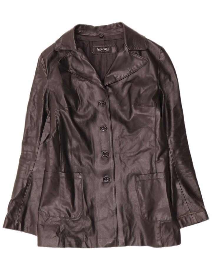 Terzoatto Chaqueta de cuero para mujer IT 44 Mediana Negro