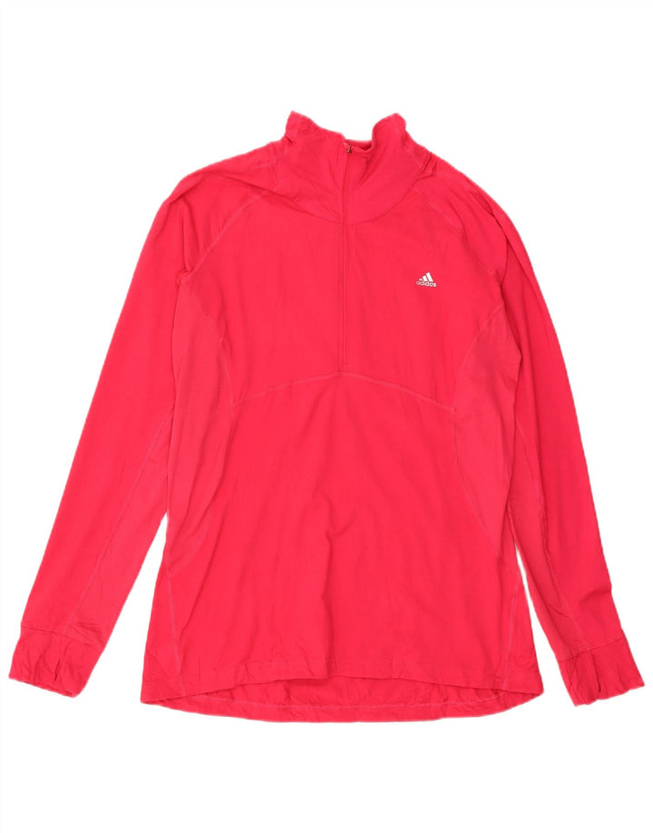 ADIDAS Womens Climalite Zip Neck Pullover Tracksuit Top UK 20/22 XL Red