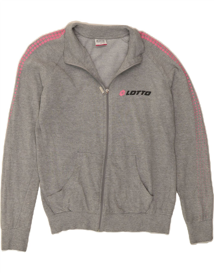 LOTTO Womens Tracksuit Top Jacket UK 14 Medium Grey Cotton Vintage Lotto and Second-Hand Lotto from Messina Hembry 
