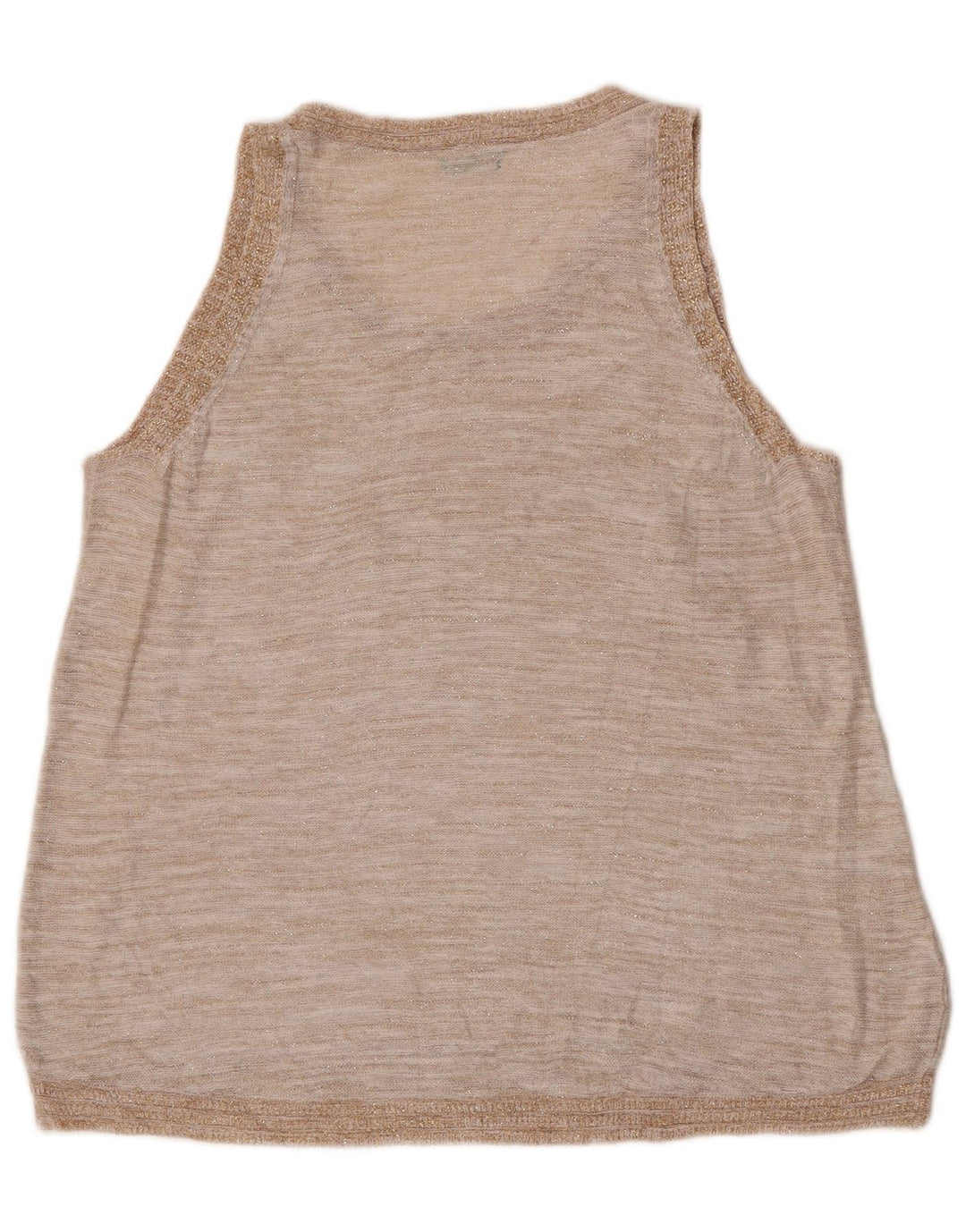 Benetton Womens Vest Tank Top UK 14 Medium Beige Linen