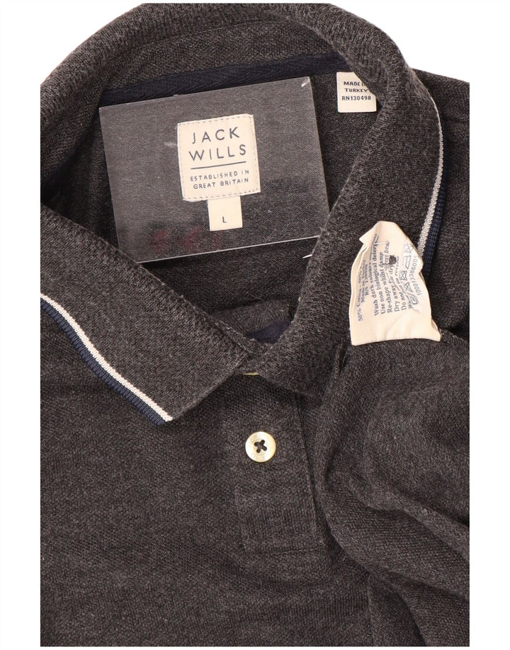 JACK WILLS Mens Polo Shirt Large Grey Cotton