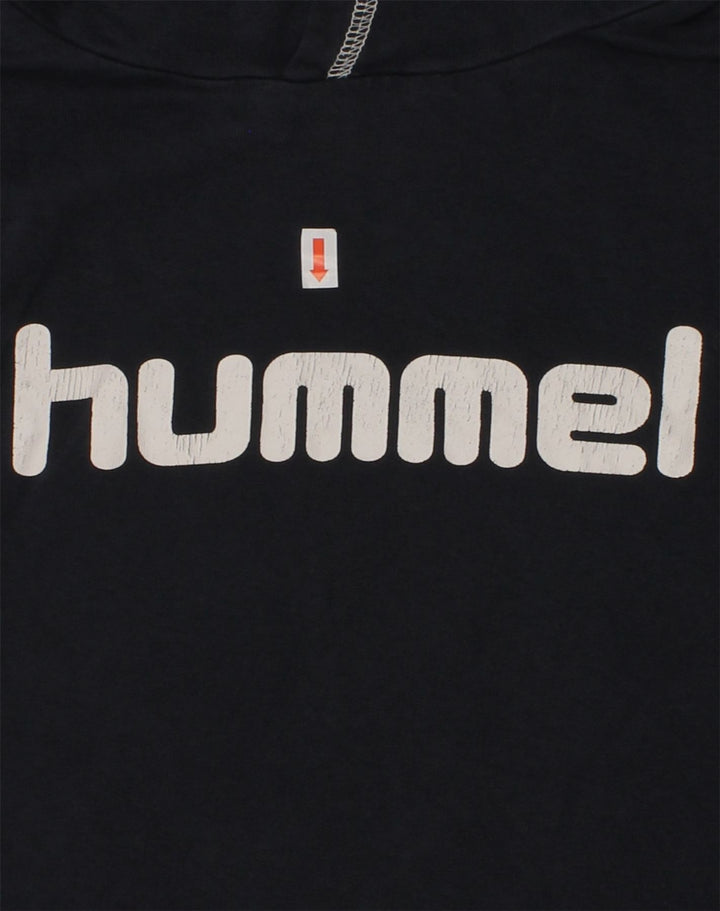 HUMMEL Girls Graphic Hoodie Jumper 9-10 Years Navy Blue Cotton | Vintage Hummel | Thrift | Second-Hand Hummel | Used Clothing | Messina Hembry 