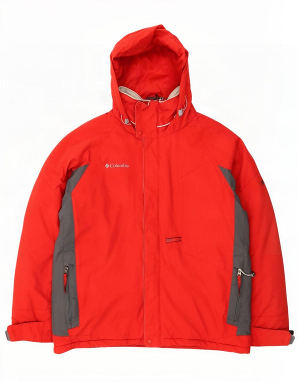 Columbia Chaqueta de esquí con capucha para hombre UK 38 Medium Red Colourblock Nylon