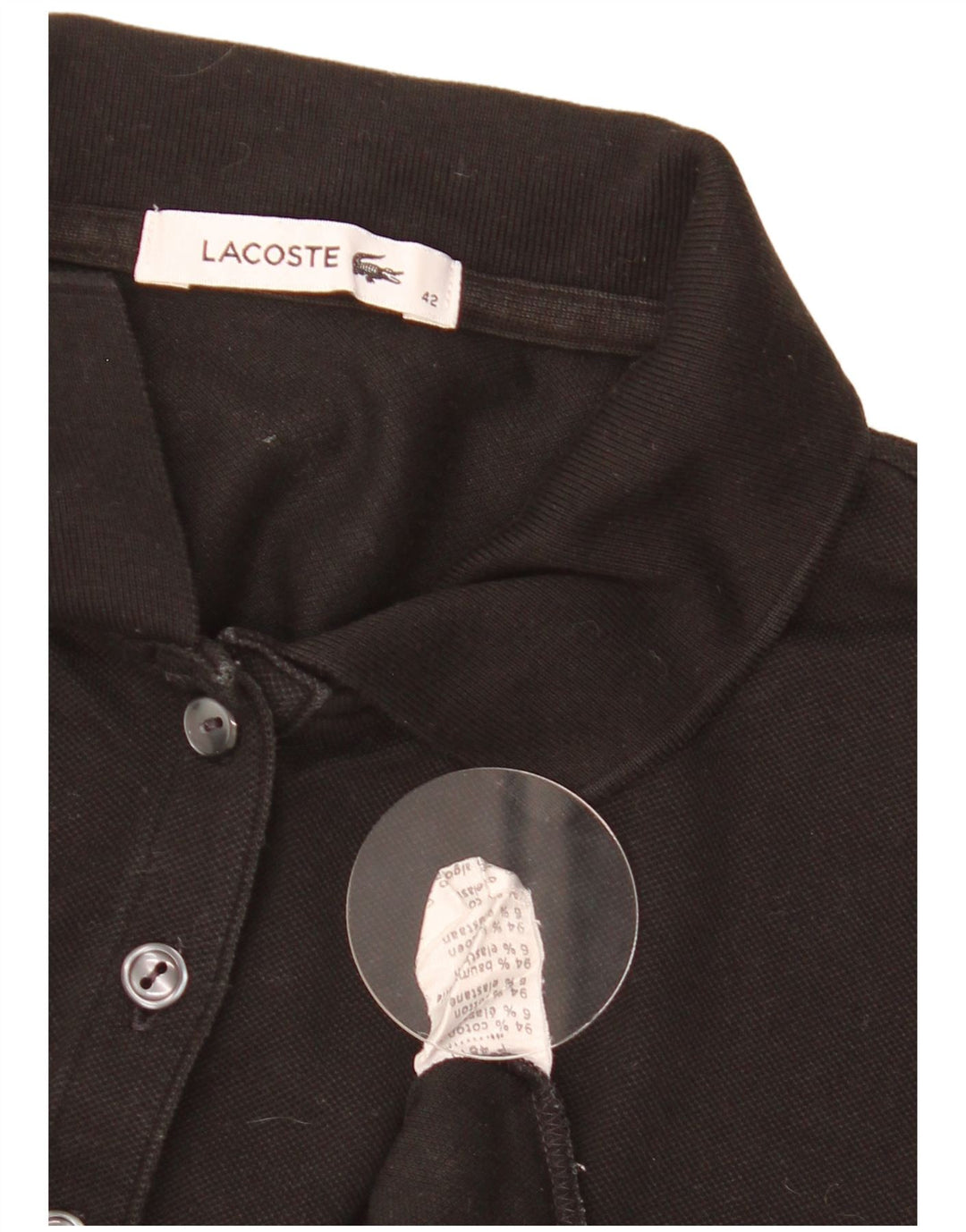 Lacoste Womens Polo Shirt Size 42 Large Black Cotton