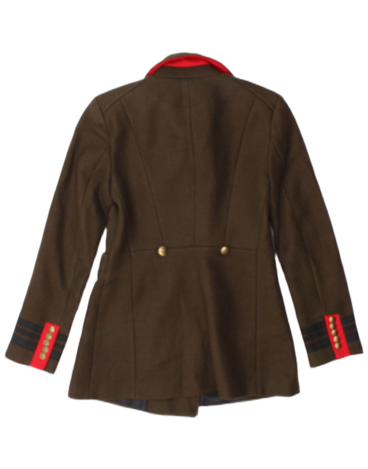 Zweireihiger Blazer für Damen von Zara, Gr. 10, Größe S, Khaki, gestreift