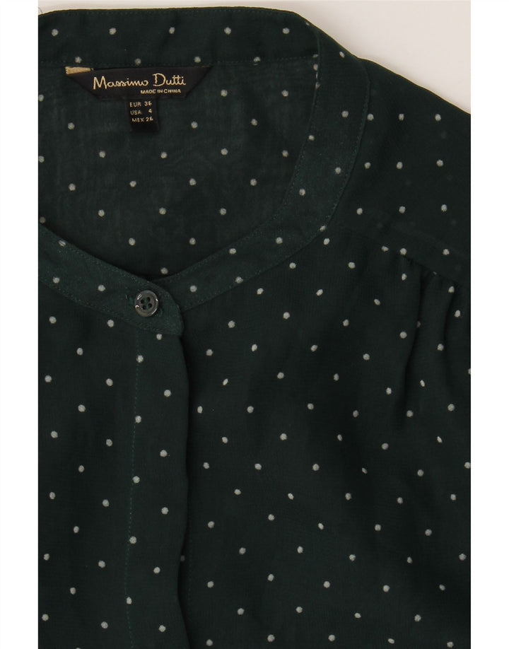 MASSIMO DUTTI Womens Shirt Blouse EU 36 XS Green Polka Dot Polyester Vintage Massimo Dutti and Second-Hand Massimo Dutti from Messina Hembry 