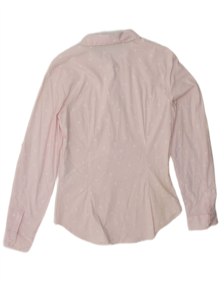 Zara Womens Long Sleeve Pullover Shirt UK 12 Medium Pink Paisley Cotton