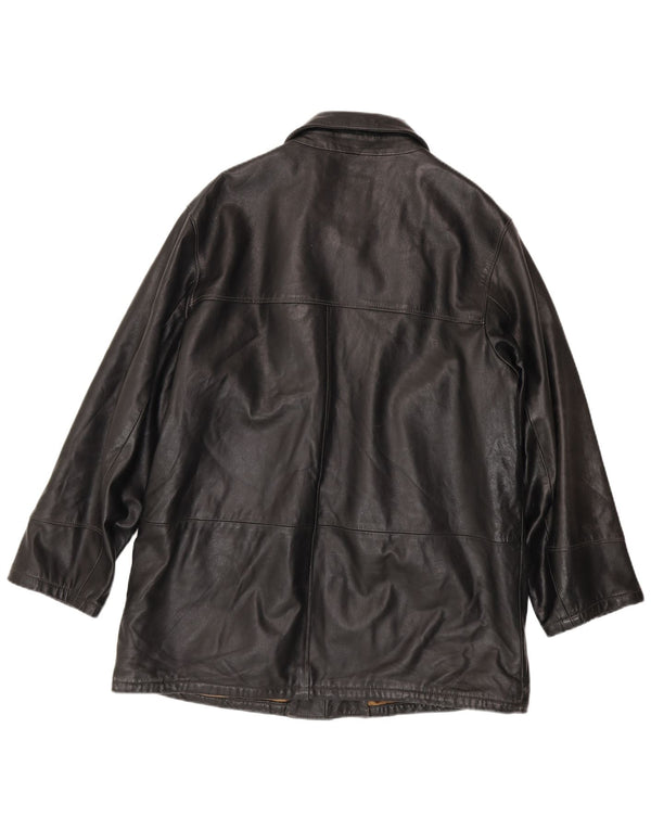 Maffei Mens Leather Jacket IT 54 2XL Black