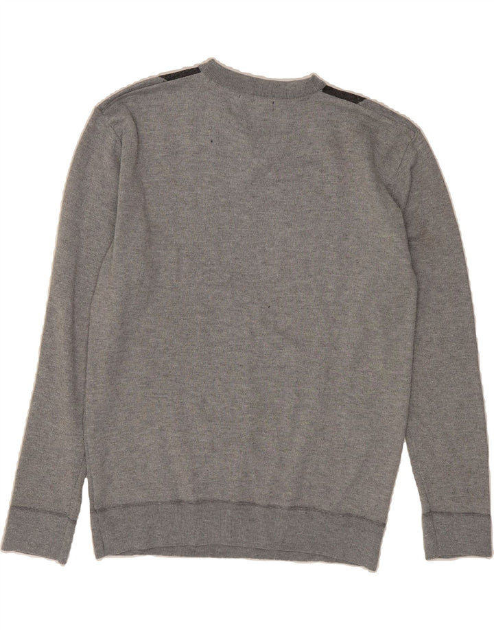 PIERRE CARDIN Mens Paris V-Neck Jumper Sweater Medium Grey Argyle/Diamond Vintage Pierre Cardin and Second-Hand Pierre Cardin from Messina Hembry 