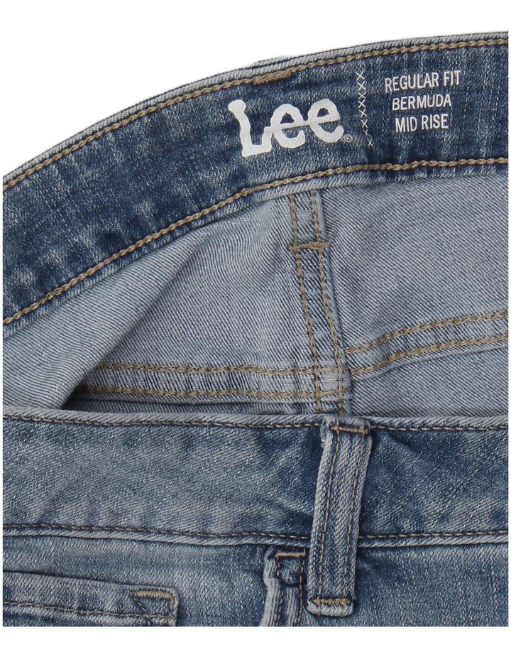LEE Womens Regular Fit Mid Rise Bermuda Denim Shorts W34 Large Blue