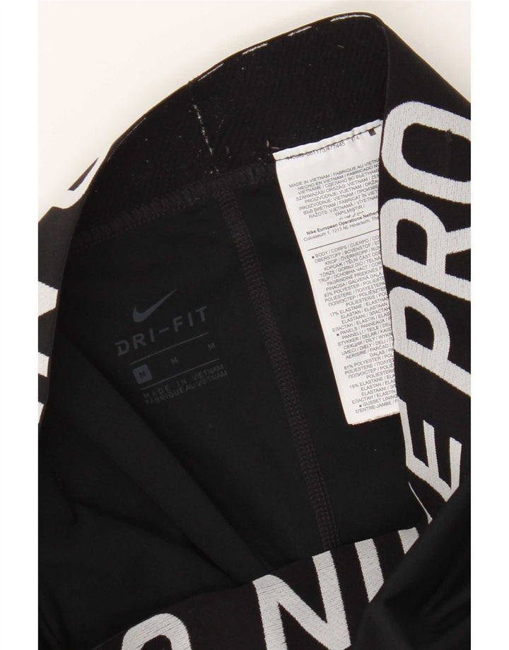 Leggings grafici Nike Dri Fit da donna UK 12 medio nero poliestere