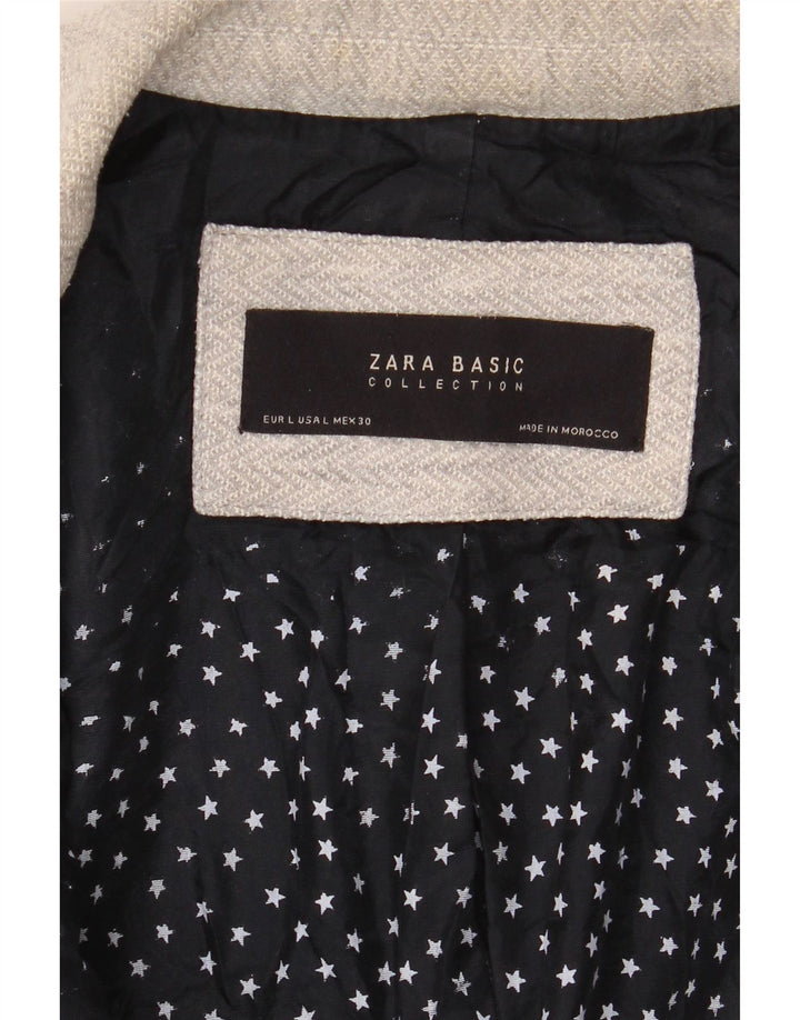 Женский пиджак на 1 пуговице Zara UK 16, большой серый с узором «в елочку»
