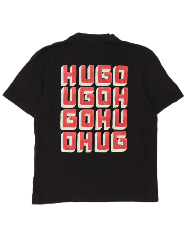Hugo Boss Mens Graphic T-Shirt Top Large Black Cotton