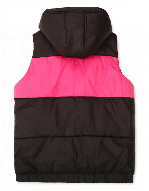 Adidas Womens Hooded Padded Gilet EU 36 Small Black Colourblock Polyester